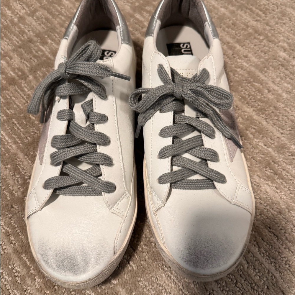 Stylish White and Gray Women's Sneakers